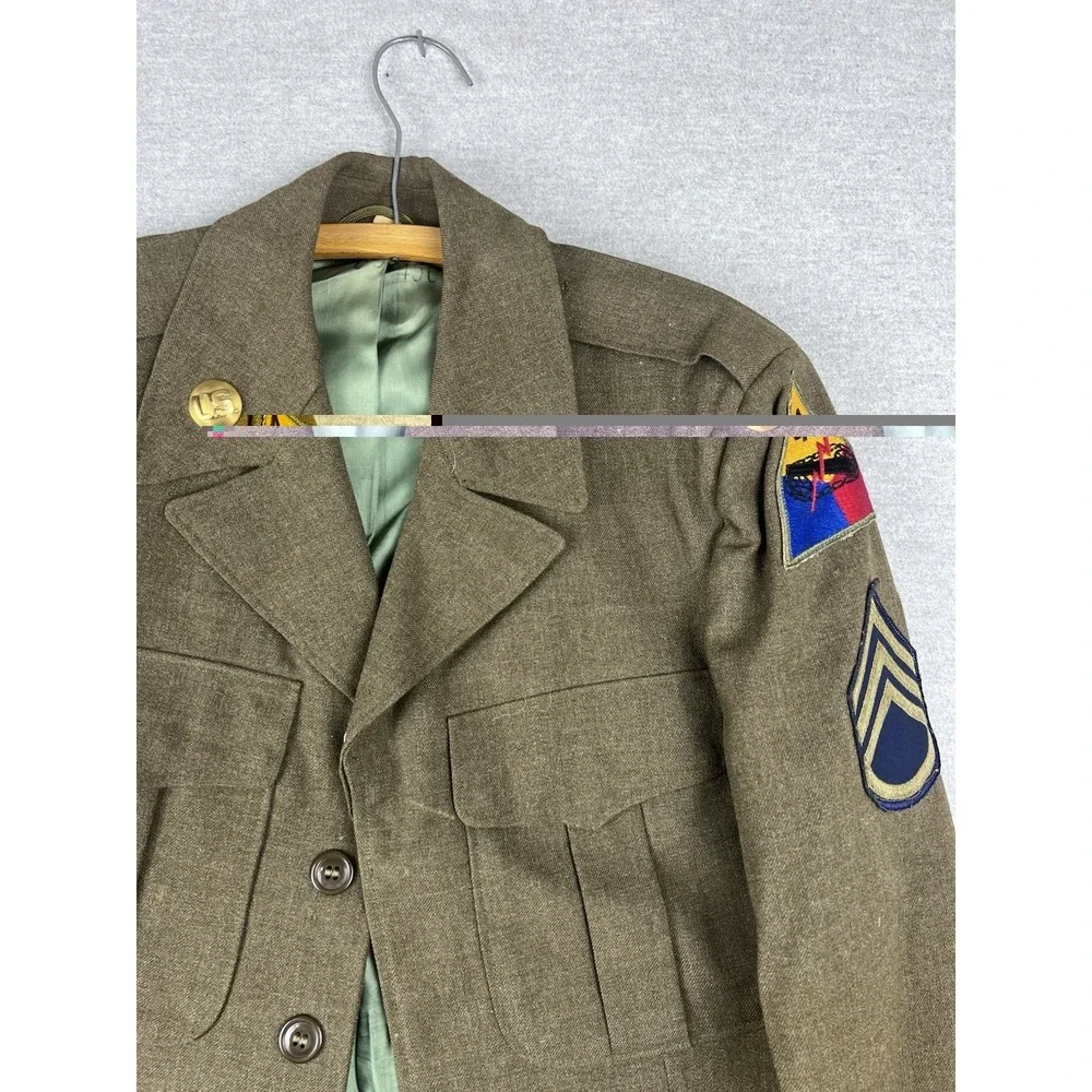 Vintage 1953 US Army M-1950 Ike Jacket Wool‎ 4th Armored Div Staff Sergeant 38R